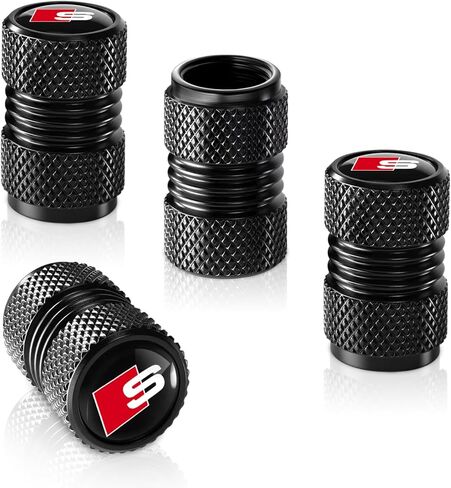 Tire Valve Stem Cap Cover for Audi S Line S3 S4 S5 S6 S7 S8 SQ2 SQ5 SQ7 SQ8 Belt O-Ring Seal Corrosion Resistant tire Valve caps 4 Pack Black in Kuwait