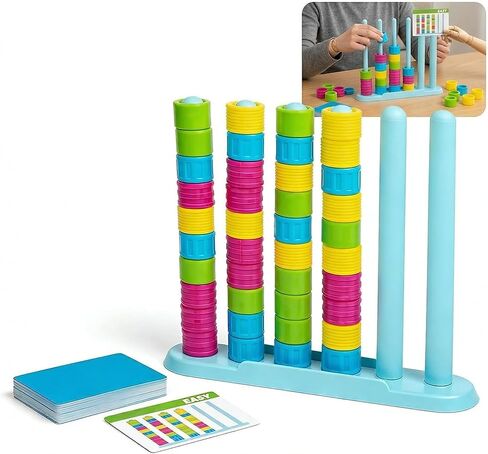 لعبة Color Stack Challenge - لعبة لوحة التراص المتوافقة مع الألوان سريعة الخطى، لعبة حفلة سريعة التفكير من الرأس إلى الرأس للعبة عائلية ليلية، مجموعة منافسة مناسبة للسفر من أجل 2-4 لاعبين in Kuwait