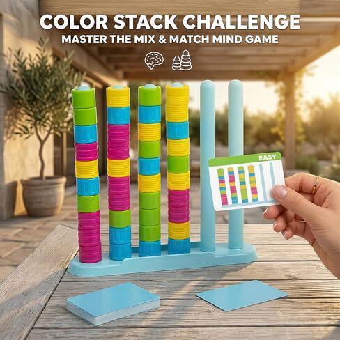 لعبة Color Stack Challenge - لعبة لوحة التراص المتوافقة مع الألوان سريعة الخطى، لعبة حفلة سريعة التفكير من الرأس إلى الرأس للعبة عائلية ليلية، مجموعة منافسة مناسبة للسفر من أجل 2-4 لاعبين in Kuwait
