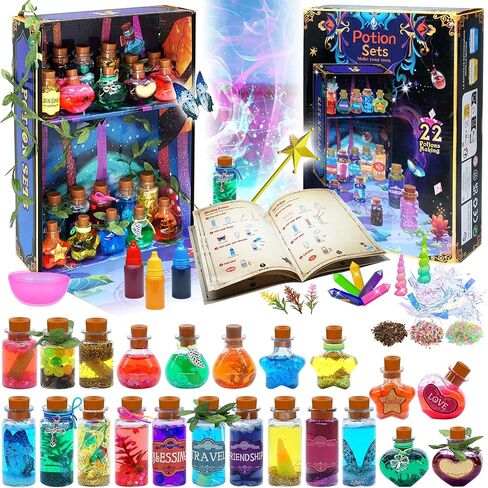 مجموعة أدوات صنع الجرعات للفتيات من Aimiffy Kids - 22 قطعة من مجموعة Fairy Magic Craft Kit السحرية للفتيات، مجموعة أدوات الجرعات الغامضة، هدايا عيد الميلاد لزينة عيد الميلاد للأعمار 6 7 8 9 10 سنوات فما فوق من الفتيات in Kuwait