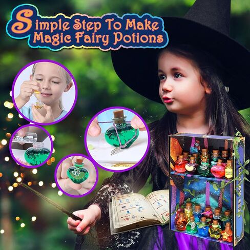 مجموعة أدوات صنع الجرعات للفتيات من Aimiffy Kids - 22 قطعة من مجموعة Fairy Magic Craft Kit السحرية للفتيات، مجموعة أدوات الجرعات الغامضة، هدايا عيد الميلاد لزينة عيد الميلاد للأعمار 6 7 8 9 10 سنوات فما فوق من الفتيات in Kuwait