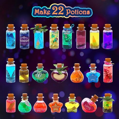 مجموعة أدوات صنع الجرعات للفتيات من Aimiffy Kids - 22 قطعة من مجموعة Fairy Magic Craft Kit السحرية للفتيات، مجموعة أدوات الجرعات الغامضة، هدايا عيد الميلاد لزينة عيد الميلاد للأعمار 6 7 8 9 10 سنوات فما فوق من الفتيات in Kuwait