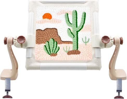 Embroidery Frame Stand Set - Needlepoint & Cross Stitch Holder, Upgraded Firm Clamp, Easy Lock/Release, Fits Most Hoops, Anti-Loose Screws (Brown+Beige) in Kuwait