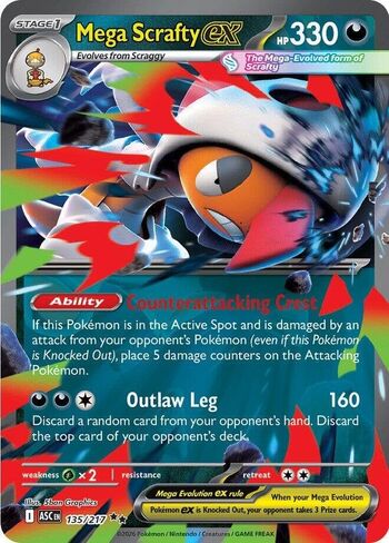 Pokemon - Mega Scrafty ex 135/217 - Ascended Heroes - Ultra Rare - Foil - Single Card in Kuwait