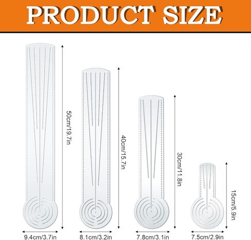 4 Pcs 3-in-1 Mandala Ruler Tool with Holes 4 Size Mandala Dot Art Circle Maker Compass Protractor Straight Dotting Ruler for DIY Drawing Stencil Art Geometric Projects in Kuwait
