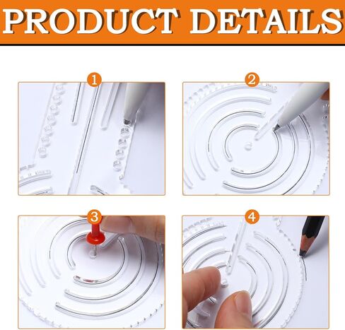 4 Pcs 3-in-1 Mandala Ruler Tool with Holes 4 Size Mandala Dot Art Circle Maker Compass Protractor Straight Dotting Ruler for DIY Drawing Stencil Art Geometric Projects in Kuwait