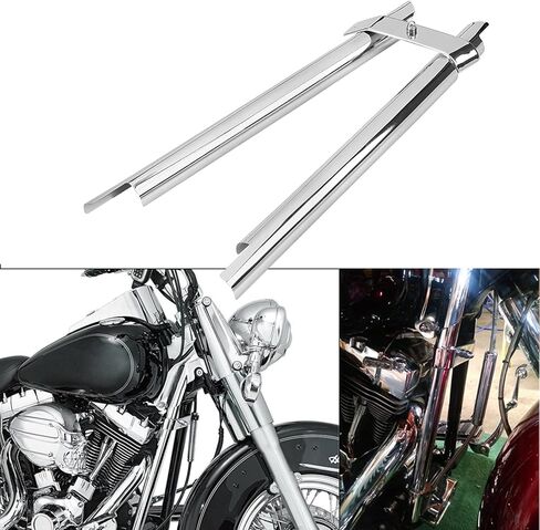 إطار أمامي للدراجة النارية يغطي أنبوبًا سفليًا لـ Harley Fatboy Softail Heritage Springer Deluxe Cross Bones FLSTN FLSTF FLST كروم in Kuwait