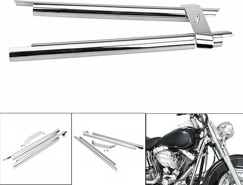 إطار أمامي للدراجة النارية يغطي أنبوبًا سفليًا لـ Harley Fatboy Softail Heritage Springer Deluxe Cross Bones FLSTN FLSTF FLST كروم in Kuwait