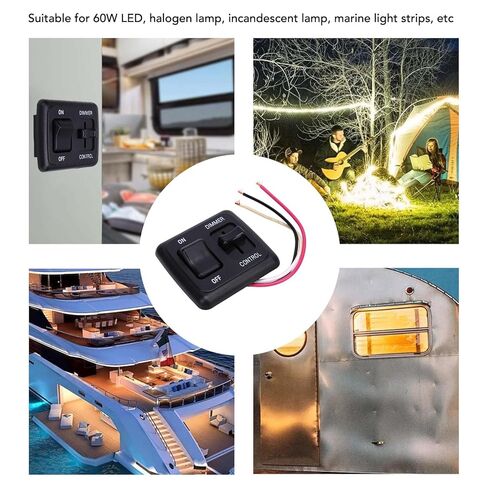 DC 12V RV Light Switch with Dimmer Control, 60W LED Halogen Incandescent Lamp Toggle Switch for RV Truck Marine Strip Lighting in Kuwait