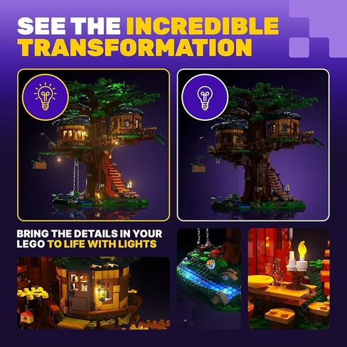 مجموعة إضاءة LED لمنزل شجرة LEGO 21318 مع حزمة تحكم عن بعد 2.0 - ملحقات إضاءة DIY لإضاءة منزل شجرة LEGO (النموذج غير متضمن) in Kuwait