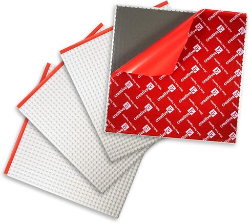 لوحة قاعدة من الطوب قابلة للتقشير واللصق من Creative QT - 4 عبوات من الألواح البيضاء، مقاس 10 × 10 بوصة - لوحة بناء لطاولات اللعب الإبداعية والجدران ومسارات سيارات السباق والألعاب - متوافقة مع Lego in Kuwait