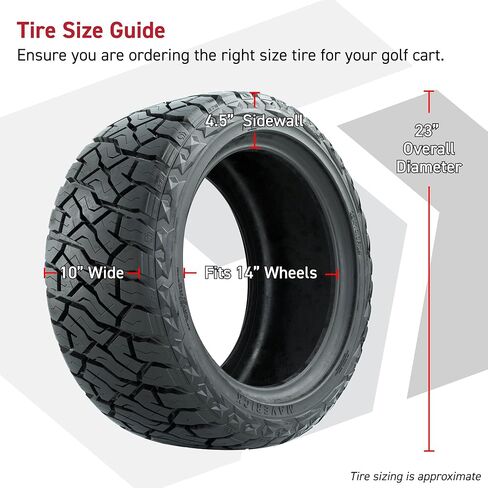GTW Maverick 23 inch All Terrain Golf Cart Tire | 23x10-R14 | Steel Belted Radial Construction | 4-Ply | Lift Kit Required | Universal Fitment for 14 Inch Wheels | Set of 4 in Kuwait