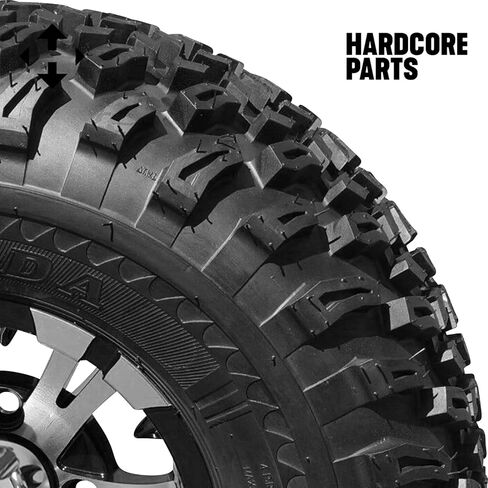 طقم رفع المحور المسقط 6 بوصات من Hardcore Parts لعربة جولف الغاز EZGO TXT/PDS (2001.5-2008) مع عجلات "مصاص دماء" سوداء مقاس 10 بوصات وإطارات لجميع التضاريس مقاس 22 بوصة × 11 بوصة - 10 بوصة من DOT in Kuwait