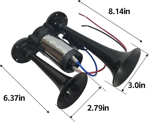 12V 600DB Upgraded Air Horn Dual Trumpets,Super Loud Air Horn for Truck, Dual Electric Air Horns Kit for Vehicles- With Compressor, Suitable for 12v Cars,SUV,Motorcycles, Trains,Pickups,Boats in Kuwait