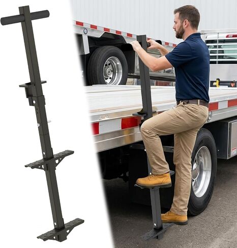 2-Step Truck Deck Steps – 450LBS+ Load Capacity, Heavy Duty Ladder for Flatbeds Truck, Anti-Slip & Easy Mounting & Alloy Steel Semi Trailer Deck Ladder, Secure Access for Truckers (Yellow) in Saudi Arabia