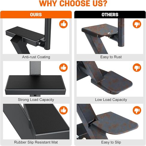 Boat Trailer Steps with Handrail, Heavy Duty Trailers Tongue Step Ladder,Compatible with Most Deep V Boat, Universal Non-Slip 4 Steps Ladder with 450lbs Capacity, Anti-Rust in Kuwait
