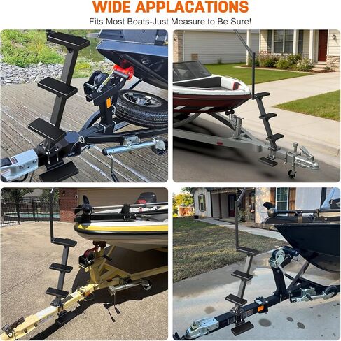 Boat Trailer Steps with Handrail, Heavy Duty Trailers Tongue Step Ladder,Compatible with Most Deep V Boat, Universal Non-Slip 4 Steps Ladder with 450lbs Capacity, Anti-Rust in Kuwait