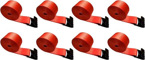 Mega Cargo Control Flat Hook Winch Straps 4" x 40 FT Red Heavy Duty Webbing for Cargo Securement, Hauling, Trailer, Farms (4 Pack) in Kuwait