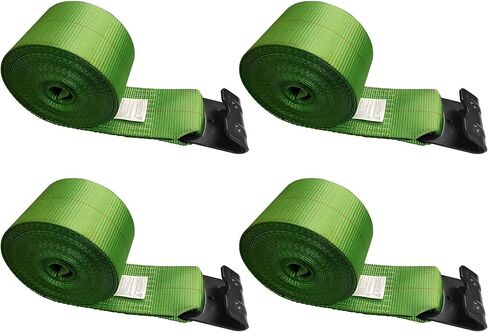 Mega Cargo Control Flat Hook Winch Straps 4" x 40 FT Red Heavy Duty Webbing for Cargo Securement, Hauling, Trailer, Farms (4 Pack) in Kuwait