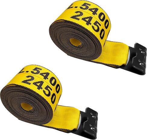 Mega Cargo Control Flat Hook Winch Straps 4" x 40 FT Red Heavy Duty Webbing for Cargo Securement, Hauling, Trailer, Farms (4 Pack) in Kuwait