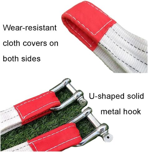 Towing Rope,Winch Rope,Recovery Tow Strheavy Duty Tow Strap Recovery Strap Kit/White/-White-15T 7M in Kuwait