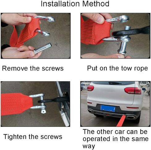 Towing Rope,Winch Rope,Recovery Tow Strheavy Duty Tow Strap Recovery Strap Kit/White/-White-15T 7M in Kuwait