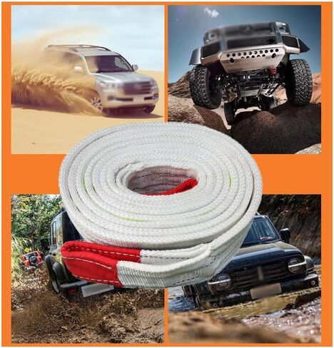 Towing Rope,Winch Rope,Recovery Tow Strheavy Duty Tow Strap Recovery Strap Kit/White/-White-15T 7M in Kuwait
