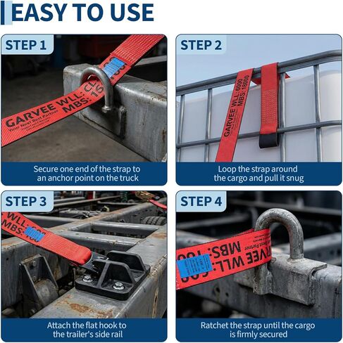 Heavy Duty 4" x 30' Winch Straps with Flat Hooks – 6,000 lbs WLL, 18,000 lbs Break Strength – Flatbed Tie Down Straps for Trucks, Trailers, Towing, Cargo Securement, Tree Saver in Kuwait