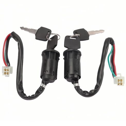 2 حزمة مفتاح الإشعال مع مفاتيح 4 سلك دبوس مفتاح مفتاح التشغيل لـ 50cc 70cc 90cc 110cc 125cc 150cc 200cc 250cc ATV Quad Go Kart Pit Bike Scooter TaoTao Coolster Apollo Sunl Roketa Baja Hawk Coleman in Kuwait