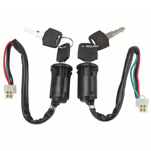 2 حزمة مفتاح الإشعال مع مفاتيح 4 سلك دبوس مفتاح مفتاح التشغيل لـ 50cc 70cc 90cc 110cc 125cc 150cc 200cc 250cc ATV Quad Go Kart Pit Bike Scooter TaoTao Coolster Apollo Sunl Roketa Baja Hawk Coleman in Kuwait