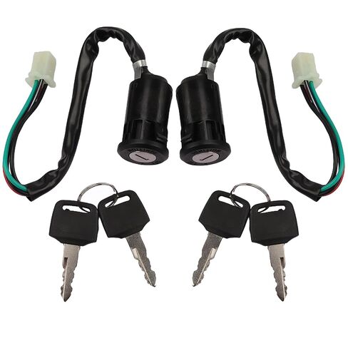 2 حزمة مفتاح الإشعال مع مفاتيح 4 سلك دبوس مفتاح مفتاح التشغيل لـ 50cc 70cc 90cc 110cc 125cc 150cc 200cc 250cc ATV Quad Go Kart Pit Bike Scooter TaoTao Coolster Apollo Sunl Roketa Baja Hawk Coleman in Kuwait