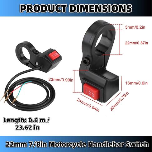 3 Speed Switch 22mm 7/8in Motorcycle Handlebar Switch Ebike Handlebars Bars for Ebike Bike Motorcycle Accessories for Electric Offroad Motorcycle Modification in Kuwait