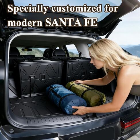 Cargo Mat Replacement for Hyundai Santa FE 2024 2025 2026, All Weather TPE Cargo Mat with Backrest Mat Rear Cargo Liner Protection for Hyundai Santa Fe Calligraphy Accessories (Fit Hybrid and Fuel) in Kuwait