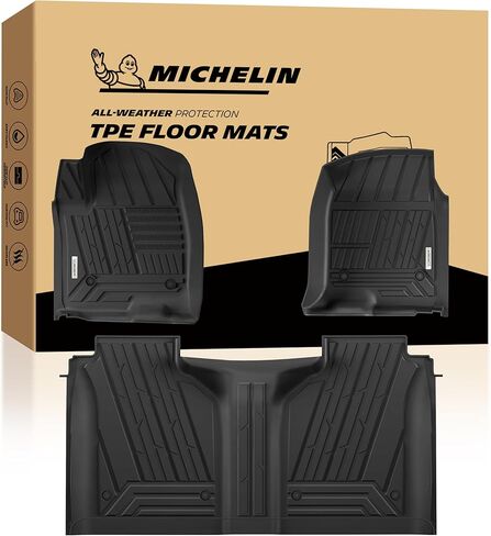 Michelin Floor Mats for 2019-2026 Silverado/Sierra 1500 & 2020-2026 2500/3500, Elite Series Crew Cab Bucket Seat Carpet Floor with Rear Under-Seat Storage (Not Fit 2nd Row Plastic Storage) in Kuwait