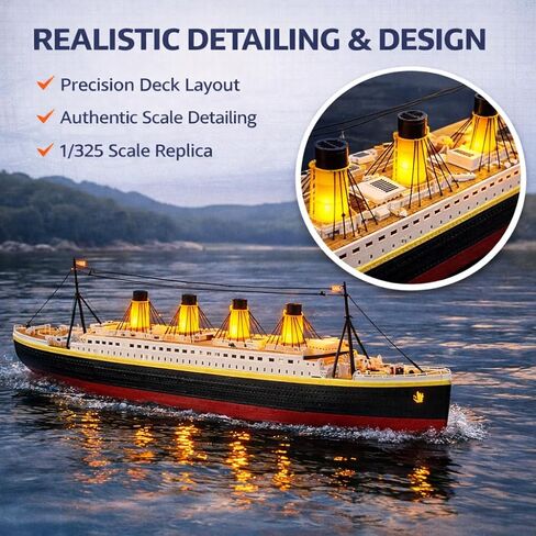 Liberty Imports 1/325 Scale RC Titanic Boat 32 Inch Remote Control Grand Cruise Ship with LED Lights, 2.4GHz RTR Electric RC Boat for Pool Lake Ocean, Large Model Ship for Adults Collectors in Kuwait
