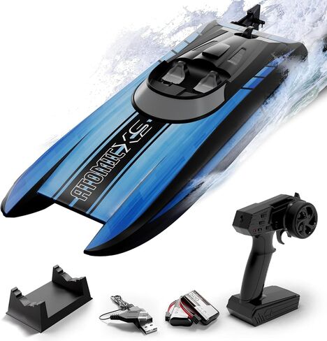 VOLANTXRC RC Boat for Adults, Remote Control Boats for Pools and Lakes,30+MPH AtomicXS High Speed Toy Boat Gifts with 2 Batteries & Reverse Function (795-5 Green) in Kuwait