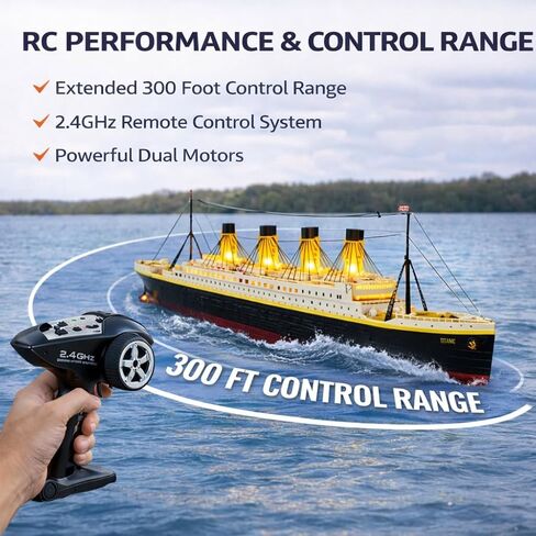 Liberty Imports 1/325 Scale RC Titanic Boat 32 Inch Remote Control Grand Cruise Ship with LED Lights, 2.4GHz RTR Electric RC Boat for Pool Lake Ocean, Large Model Ship for Adults Collectors in Kuwait