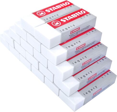 Stabilo Legacy Plastic Eraser - White - Box of 20 in Kuwait