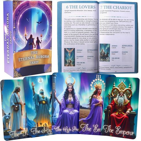 Eternal Aurora Tarot Deck,Oracle Tarot Cards with Guide Book-Unique Tarot Card Deck for Beginners（Only Deck） in Kuwait