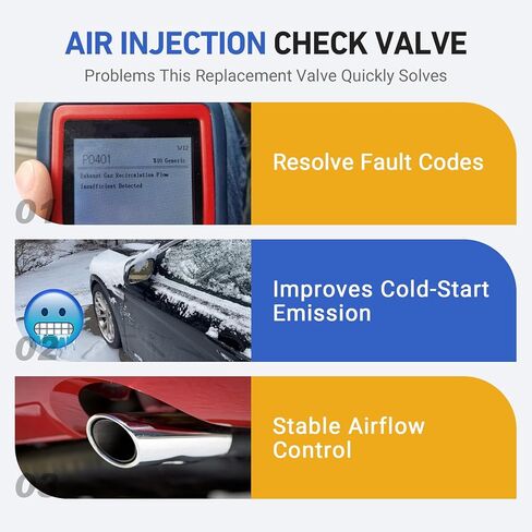 12632977 Secondary Air Injection Check Valve, Air Pump Check Valve with Retainer Gasket Bolts, Fit for 2013-2015 Chevrolet Chevy Malibu Impala 2.5L in Kuwait