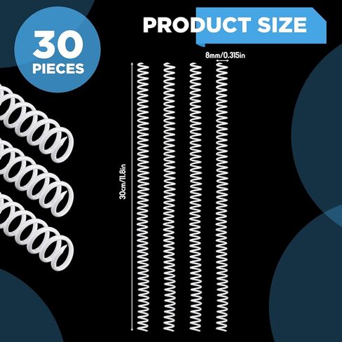 Pajean 30 Pcs 8 Mm/ 5/16 Inch Spiral Binding Coil Coil Bindings Spines 4: 1 Pitch 54 Sheet Capacity Plastic Binder Combs for Teacher Office Document Notebook Business Proposals Reports Menus(White) in Kuwait