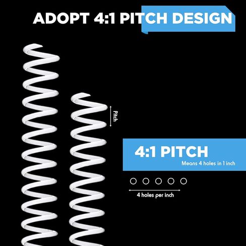 Pajean 30 Pcs 8 Mm/ 5/16 Inch Spiral Binding Coil Coil Bindings Spines 4: 1 Pitch 54 Sheet Capacity Plastic Binder Combs for Teacher Office Document Notebook Business Proposals Reports Menus(White) in Kuwait