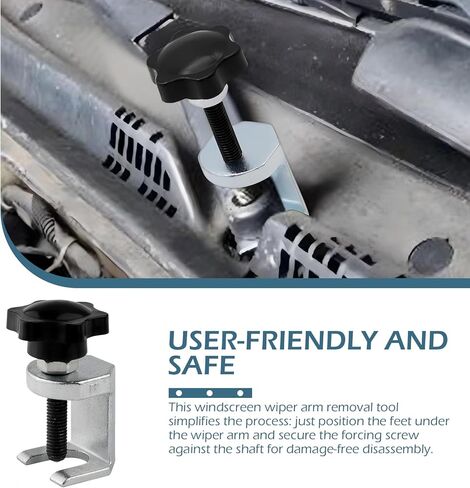 Car Wiper Arm Pull Tool, 45# Steel Plastic Ball Fixed Hook Claw Design Windshield Wiper Arm Bearing Dismantler, Compact & Portable Modification Accessories, Suitable for Most Cars (Silver) in Kuwait