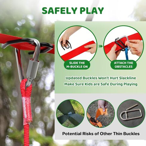 مسار عقبة Dripex Ninja Warrior للأطفال Ninja Slackline مع معظم الملحقات الكاملة - خطافات M معززة وأبازيم أمان مثلثة لحزام مسطح عريض - تصميم لا يسبب التمزق، إعداد سريع in Kuwait
