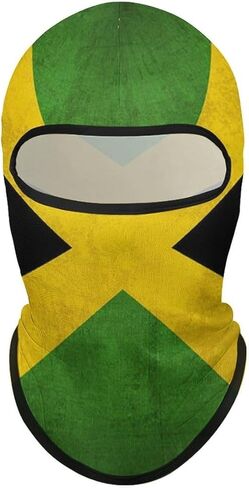 Vintage Jamaican Flag Balaclava Face Mask Breathable Full Head Ski Mask for Men Cycling Green in Kuwait