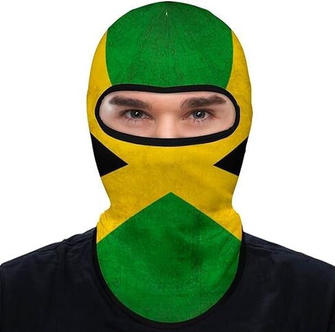 Vintage Jamaican Flag Balaclava Face Mask Breathable Full Head Ski Mask for Men Cycling Green in Kuwait
