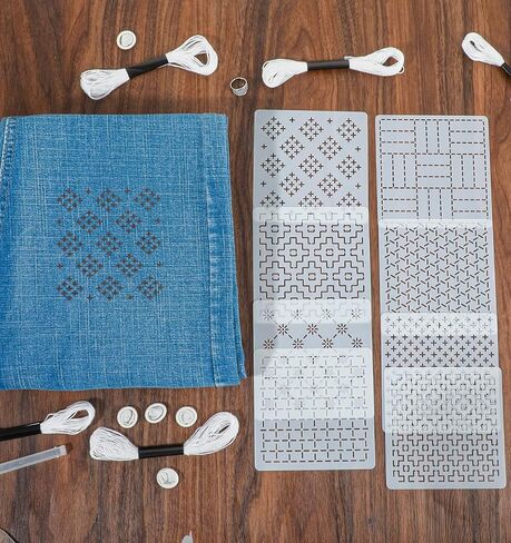 24Pcs Sashiko Stencil, 4.7 x 4.7 Inch Plastic Reusable Plastic Sashiko Kit for Japanese Stitching Patterns, Easy Tracing & Precise Alignment (White) in Kuwait