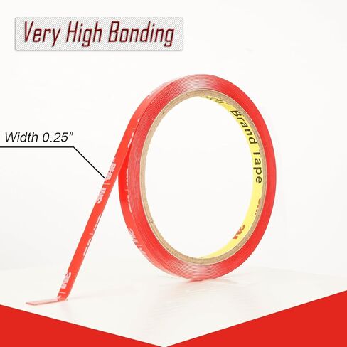 3M 4905 Vhb Double Sided Clear Tape 1/4" x 10 Ft Heavy Duty Mounting Tape Permanent Bonding Waterproof for Home Office Décor Strong Adhesive for Electronics Glass Automotive Emblem Mounting in Kuwait