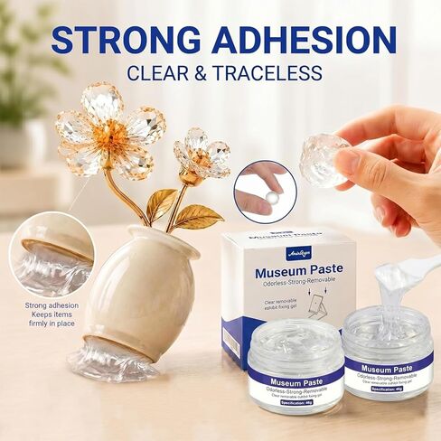 Clear Museum Gel – Removable & Reusable Earthquake Putty for Glass, Antiques, and Collectibles – Invisible Adhesive Wax to Prevent Falling & Shifting(Total 2oz) in Kuwait