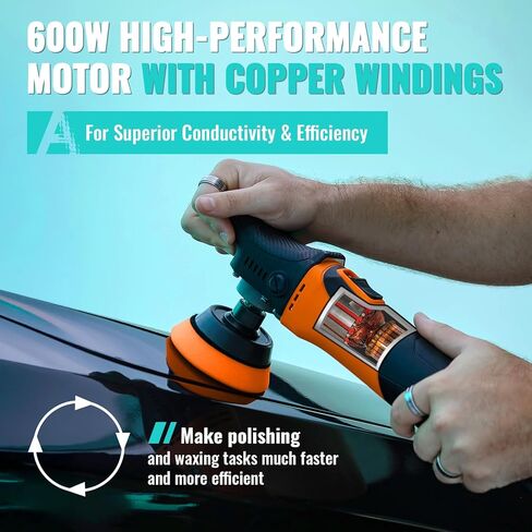 AUTIWOZ Mini Buffer Polisher, Rotary Car Buffer and Polisher Kit 6 Speeds, 1" /2" /3" Base Pads M14 Thread Extension Shaft for Car Boat Sanding Polishing and Waxing, W03 in Kuwait